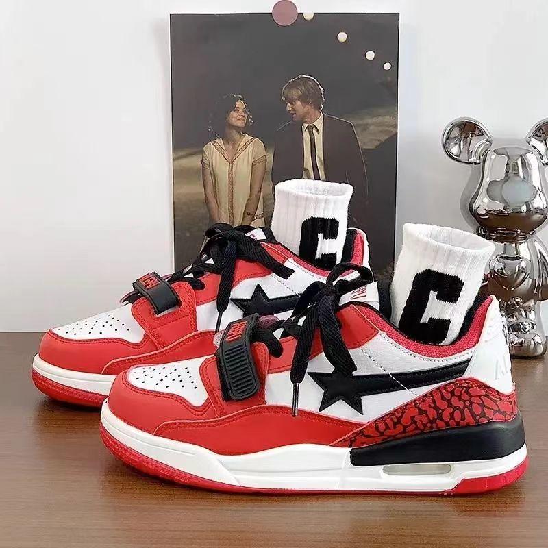 

JDNVH versatile white powder niche air cushion sports skateboard women s shoes c American contrasting color meteor board shoes 35 червоний