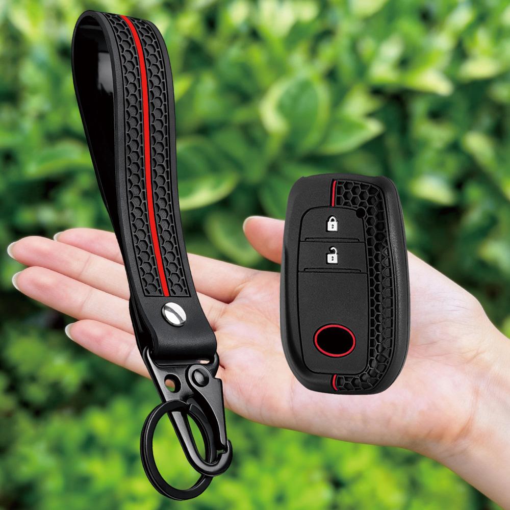Keychain Silicone Car Key Case Cover For Toyota Corolla Hatchback Cross Yaris Cross Prius Hilux Land Cruiser LC200 LC250 LC300