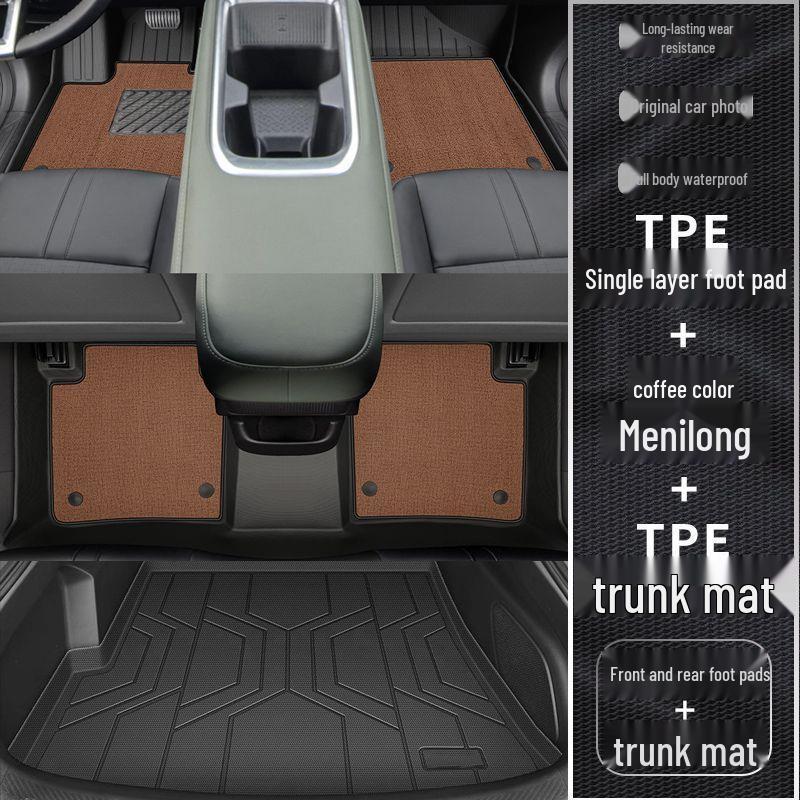 New Yueye PLUS TPE Floor Mats: Full Coverage for Baojun Driver's Side & Trunk