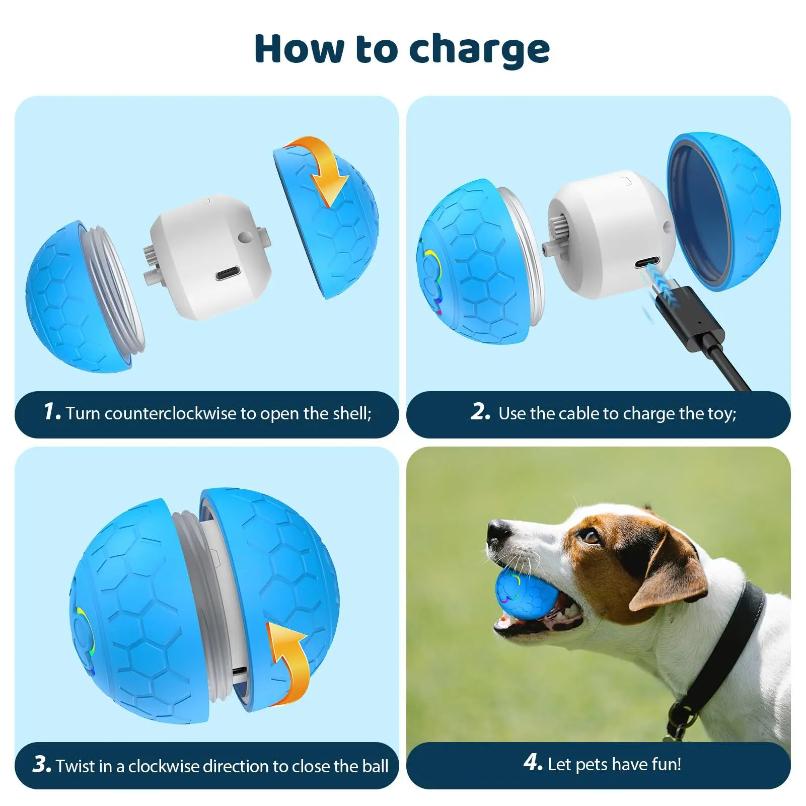 Intelligenter Hundespielzeugball, elektronischer interaktiver Haustierspielzeugball, automatischer springender rollender Spielzeugball mit RGB-Lichtern, für Welpen und Katzen