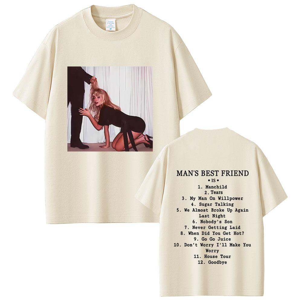 CHARM CLOTHINGS 2025 Zomer Sabrina Carpenter Man's Best Friend Album Grafisch Mannen Vintage Streetwear Mannen Vrouwen 100% Puur Katoen Bedrukt T-shirt L