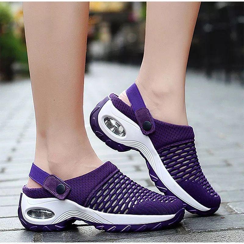Large size women's summer Korean version of mesh mesh foot slippers shaking mother half-support sandals wear on both sides
