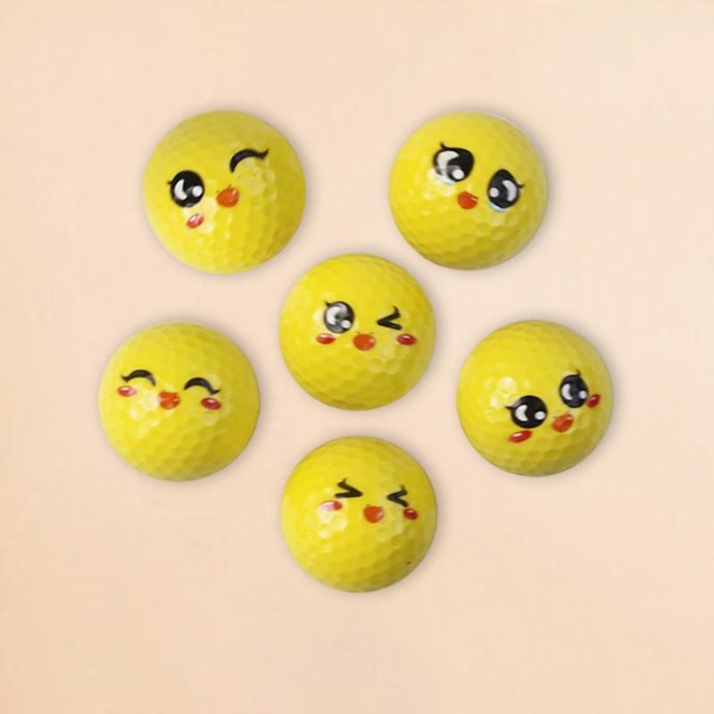 12Pcs Lovely Emotion Face Golf Balls Funny Yellow Practice Golf Balls Novelty Golf Gift for Men Women Golfers Enduring