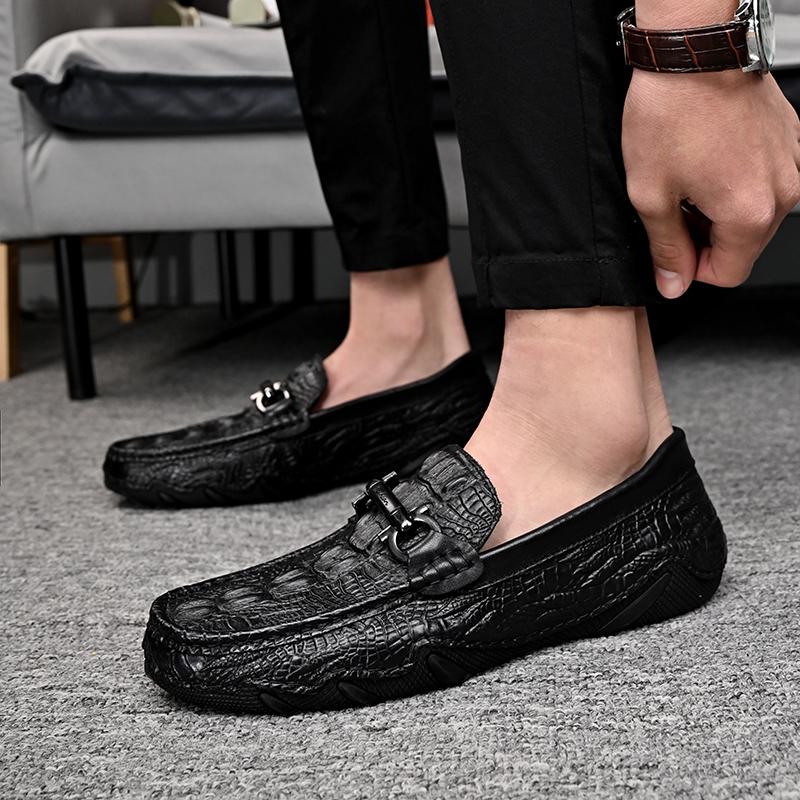 Italienischer Designer Luxus Herren Casual Hochzeitsparty Formelles Kleid Kuh Echtleder Schuhe Slipper Krokodil Stil Luxus Herren Loafer