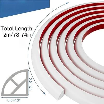 1pc 2m/78.74in Peel and Stick Quarter Round Molding Wall Corner Protection Baseboard Trim Bendable Skirting Line Staircase