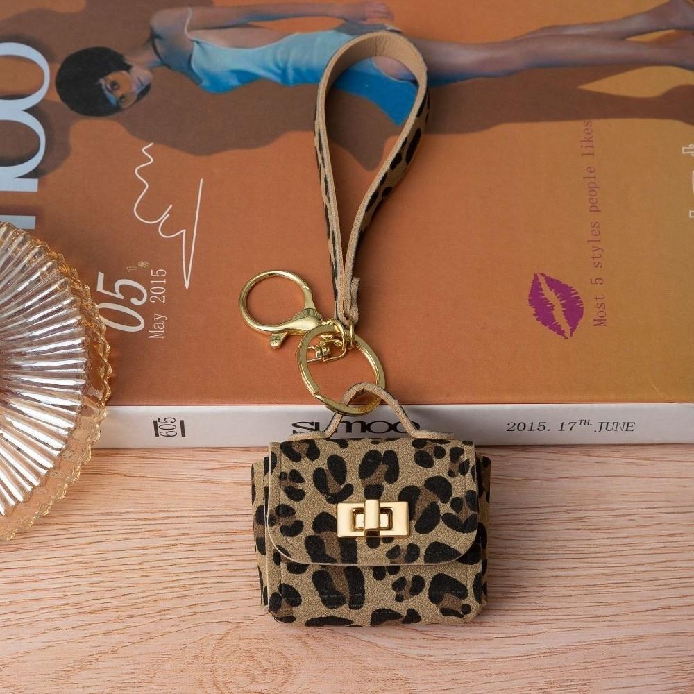 Retro Style Mini Wallets Portable Coin Purse Creative Leopard Print Keychain Universal Use