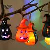 12 Pcs Halloween LED Pumpkin Lantern, Spooky Hanging Lighted Pumpkin Light with Witch Hat for Indoor Outdoor Home Party Decor