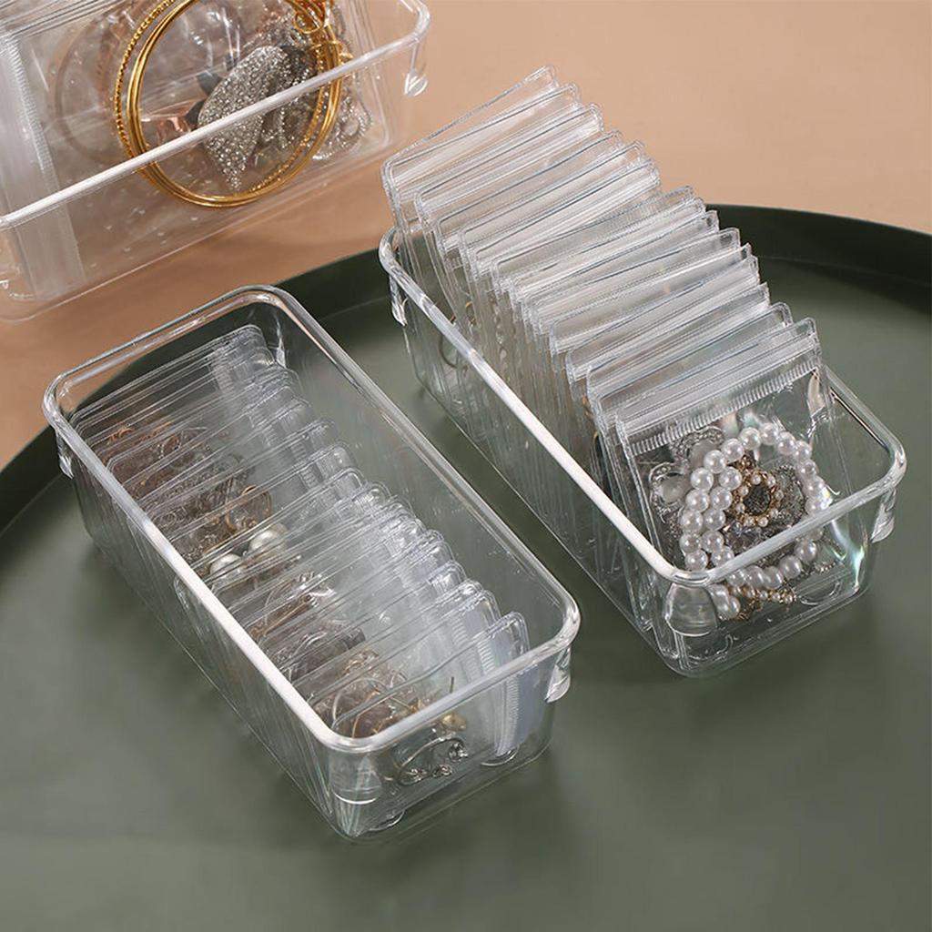 4pcs Desk Drawer Organizers Set Plastic Bathroom Storage Makeup Organizer Clear Transparent Storage Box Drawer Organizer