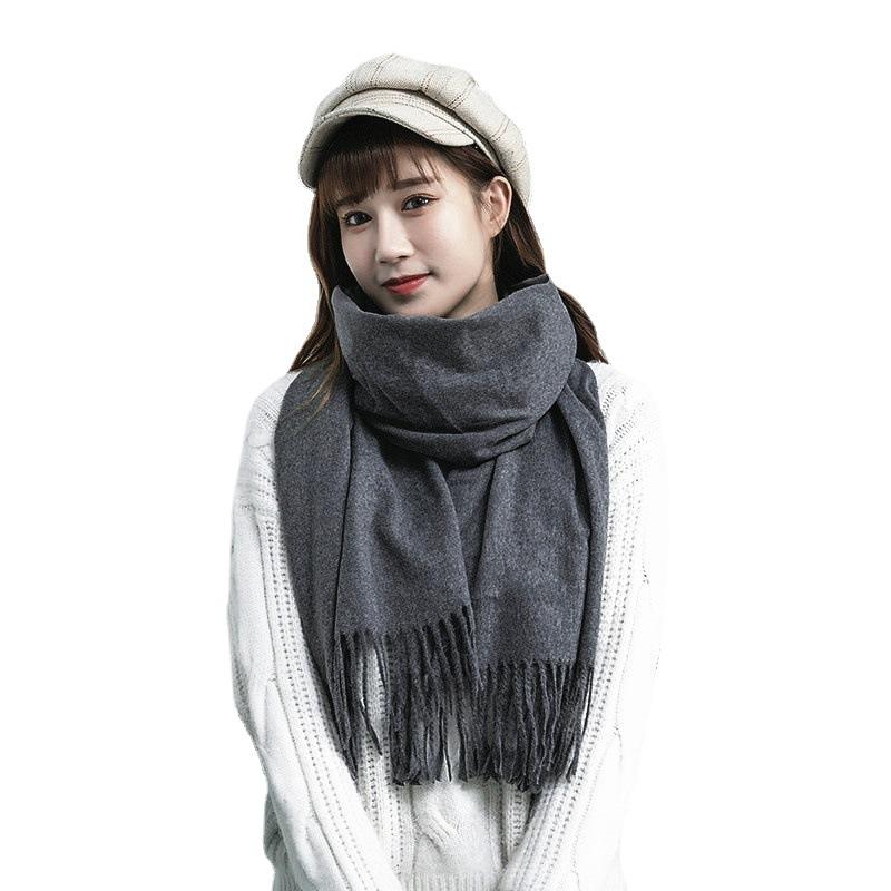 Red Scarf Women's Autumn and Winter Camel Tassel Warm Wool Cashmere Scarf Winter Long Imitation Cashmere Scarf