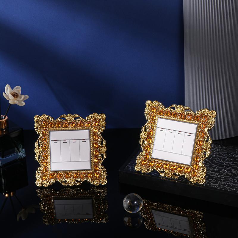 1Pcs European Style Switch Stickers with Single/double Gold Diamonds, Suitable for Home and Halloween/Christmas Decoration
