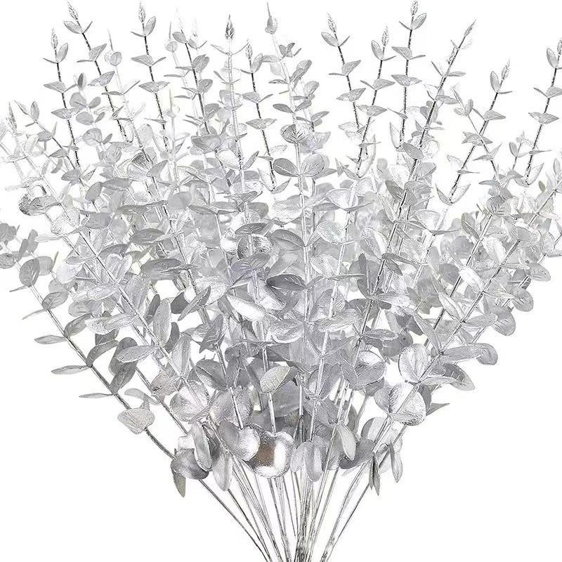 20/10PCS Artificial Eucalyptus Leaves Artificial Plants Tree Stems Flower Wreath Bouquet Garden Decorations Home Accessories