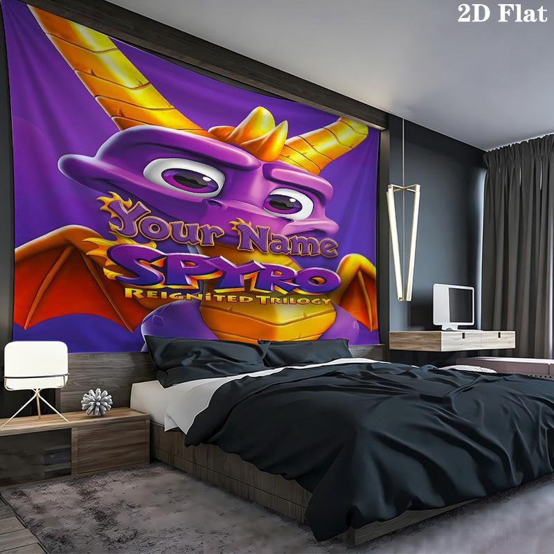 Dragon Quest Custom Name Wall Tapestry Aesthetic Wall Hanging Printed Fabric Blanket Decorative Tapestries For Bedroom Living Room Home Decor