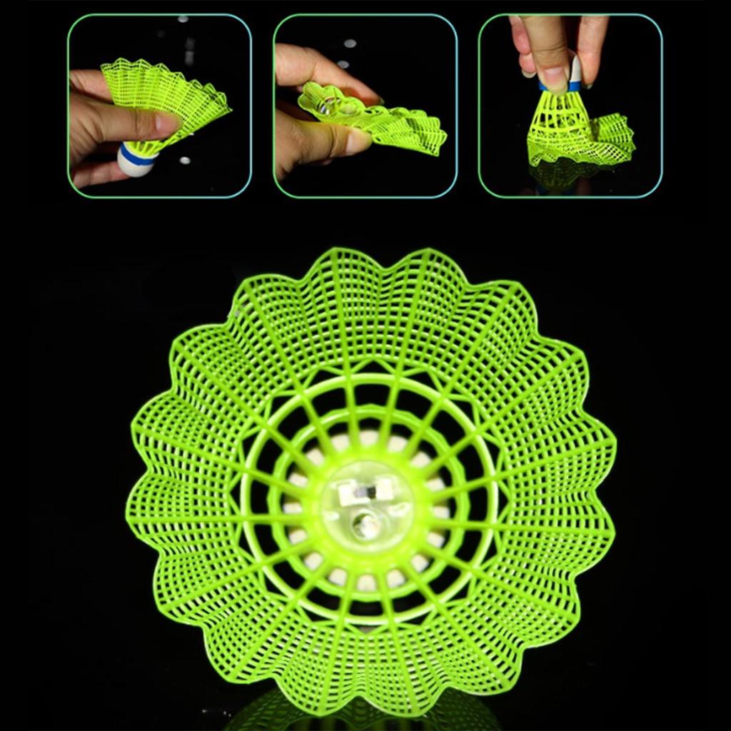 4 Pack LED Badminton Shuttlecocks, Sport Nylon Shuttlecocks Kits, Stable & Durable Sports Training Ball In/Outdoor Game