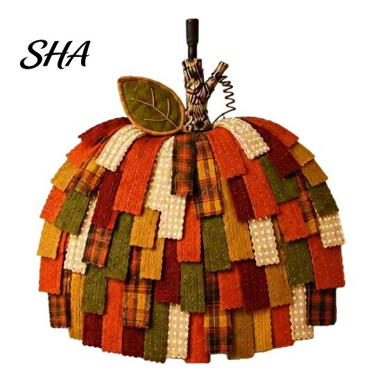 Rustic Country Pumpkin Ornament Patchwork Decoration, Front Door Fall Wreath, Plaid Polka Dot American Accents Fabric Pumpkin, Autumn Decor оранжевый