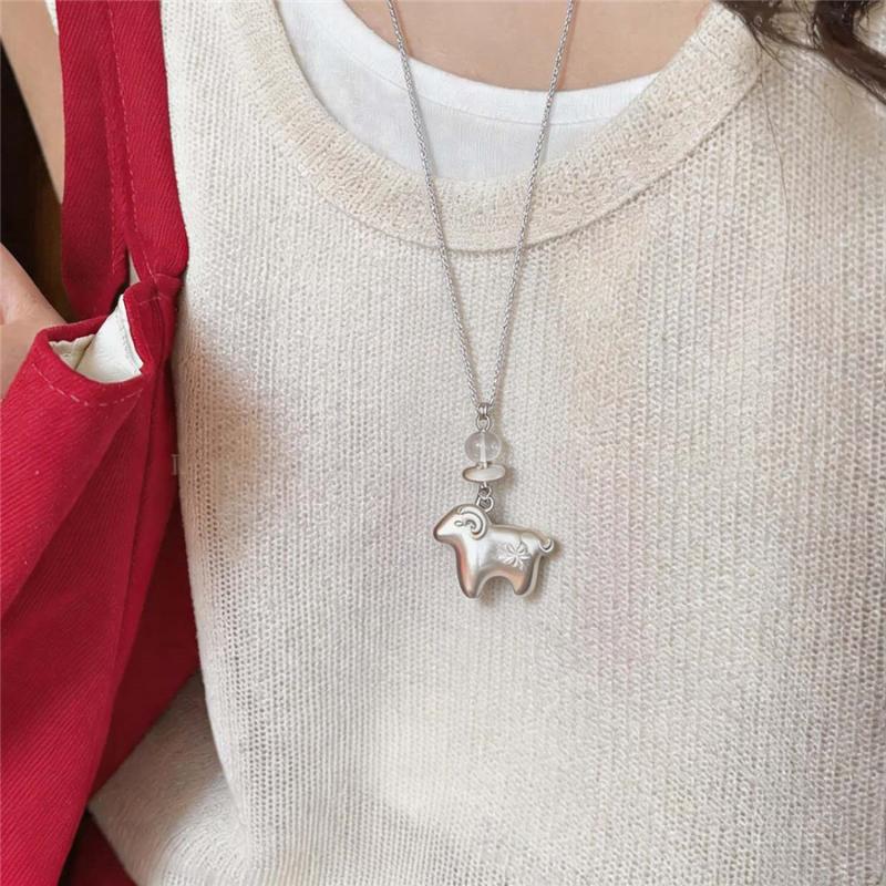 New Irregular Y-Shaped Lamb Sheep Long Necklace For Women Charm Party Accessories Fashion Pendant Necklace Jewelry Gifts
