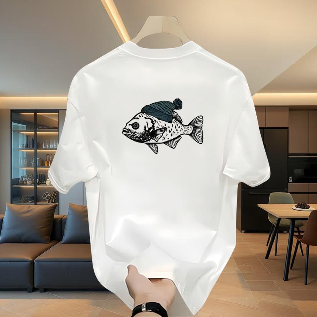Cross-Border Exclusive Explosive Goods, Good Goods 100% Cotton Short-Sleeved T-Shirt Men'S Trend Round Neck Loose Temperament Casual T-Shirt