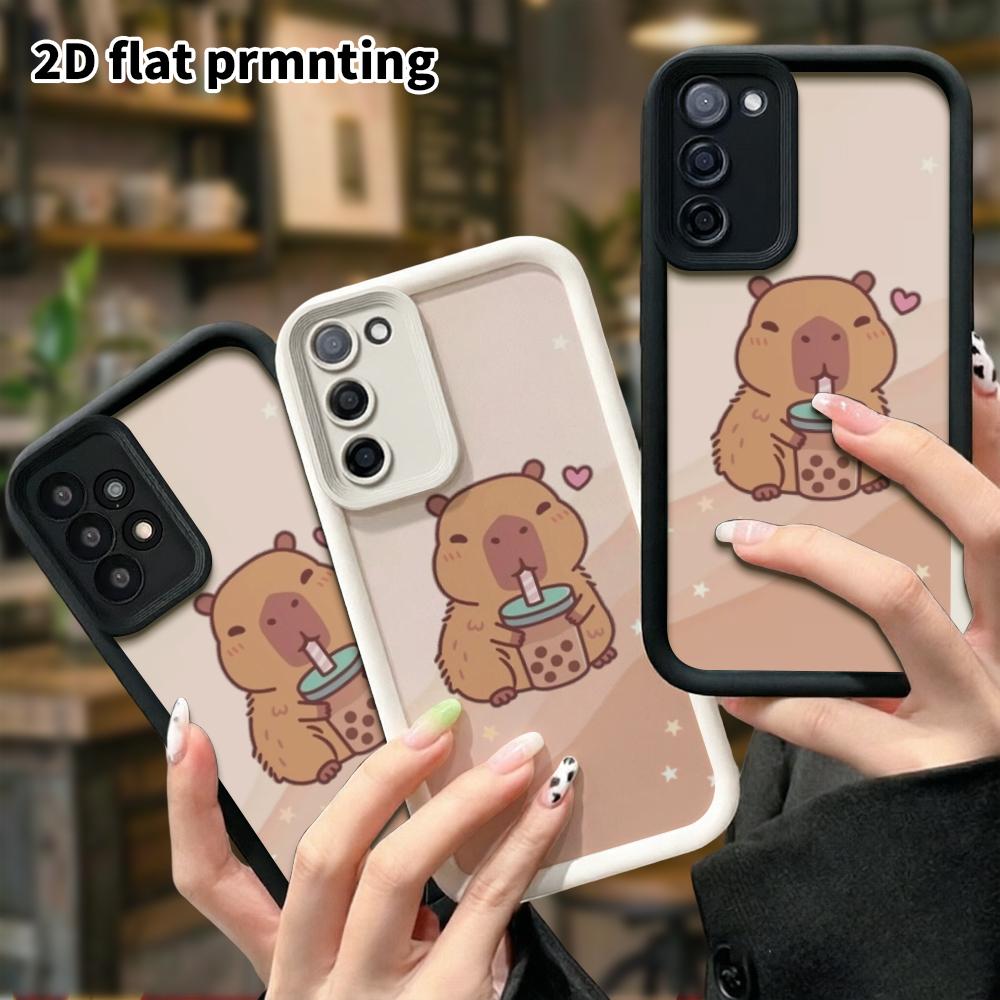 Phone Case: 2D Flat Samsung Galaxy A34 A35 M05 M06 S20 S22 S21 FE Plus 5G Stepped Protective Case, with a Milk Tea Capybara, Christmas and Halloween G
