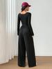 New Style Long Sleeve Women's Casual Wide Leg Solid Color Slimming Jumpsuit