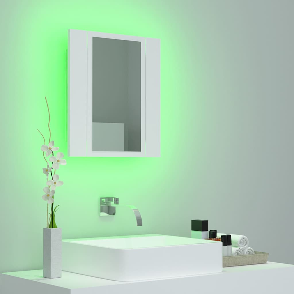 LED Bathroom Mirror Cabinet White 40 X 12 X 45 Cm Acrylic