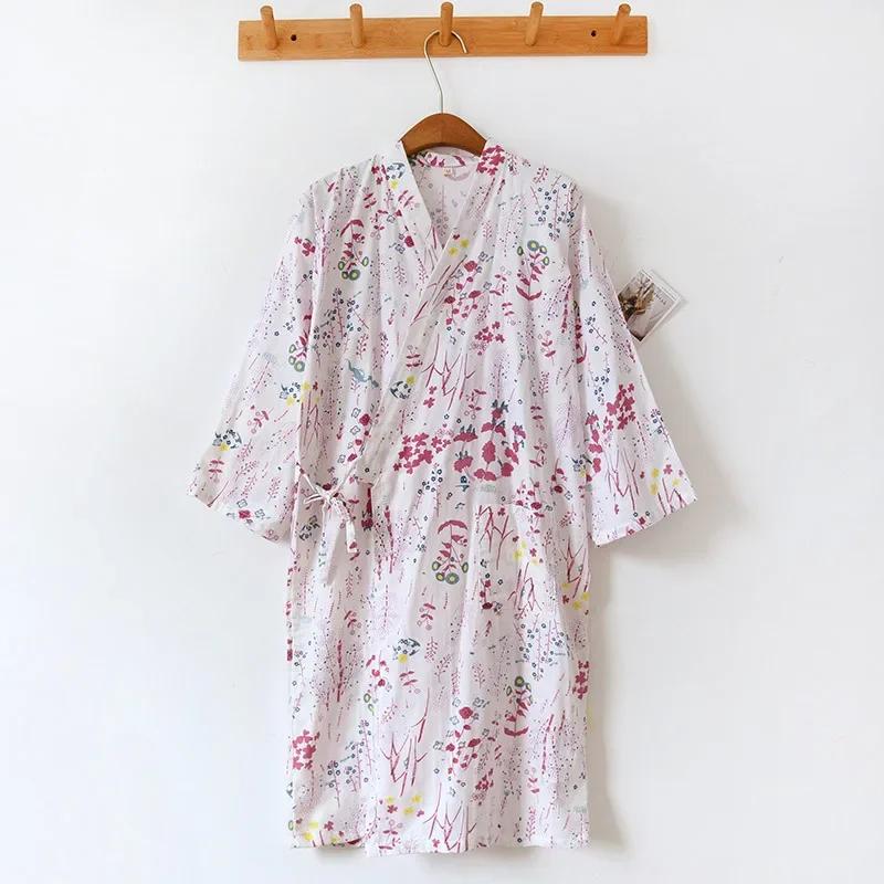 Ladies Cotton Kimono Bathrobe Loose Homewear Pajamas Robes for Women Multi Colors Printed Cardigan Sleep Wear Womens Robe