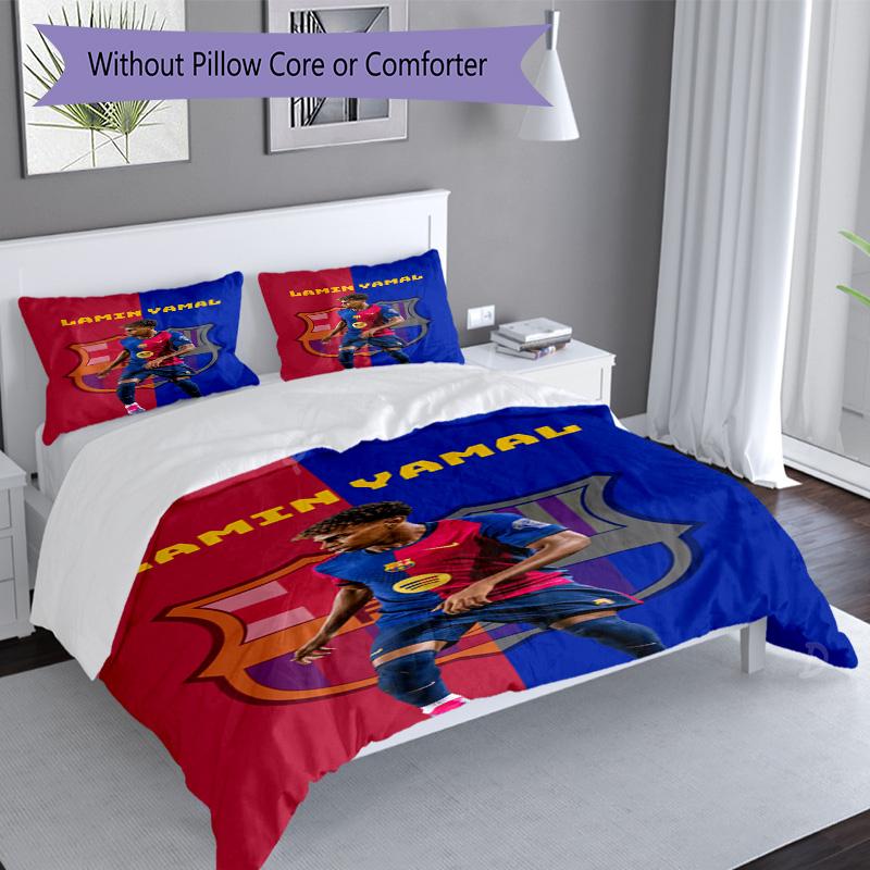 Lamine Yamal Soccer Star Number Bedding Set,Soft Bed Linen for Bedroom Home Decoration,Perfect Gift for Football Fans,Breathable Duvet Cover with Pill