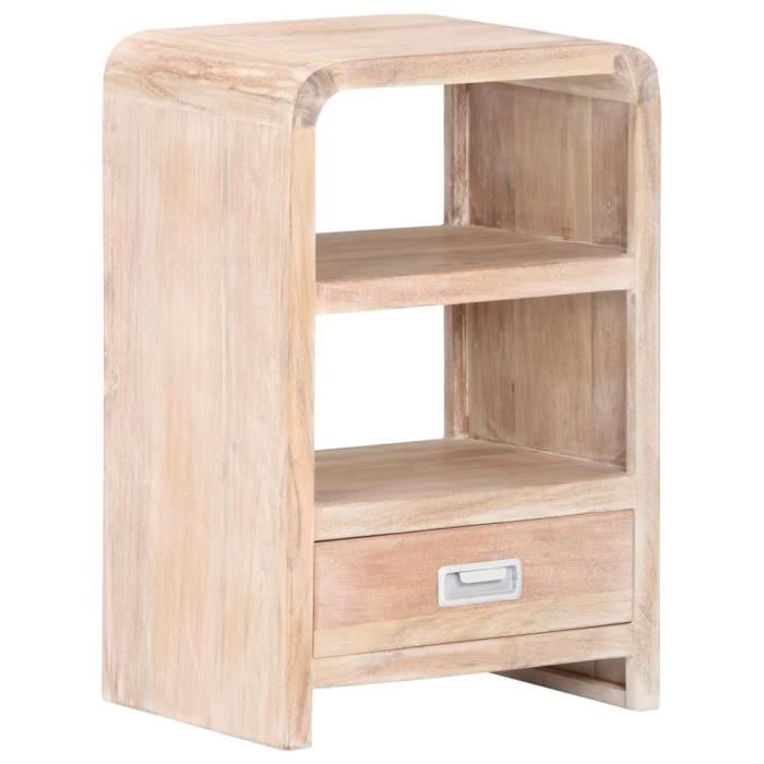 Table de chevet - vidaXL - Bois d'acacia massif - 40x30x60 cm - 1 tiroir - 2 étagères