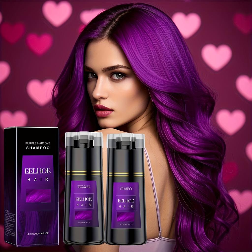 1/2 Pack Purple Hair Dye Shampoo 3-in-1 - Easy Coloring, Glycerin Moisturizing, Long-Lasting Color for All Hair Types