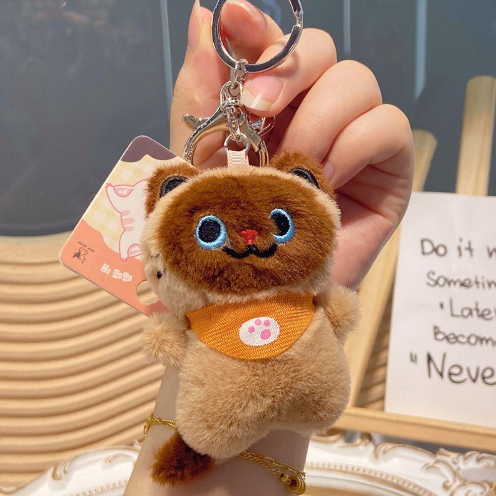 Stuffing Plush Cat Pendant Soft Animal Keychain Cat Plush Doll Keychain  Girl Birthday Gift