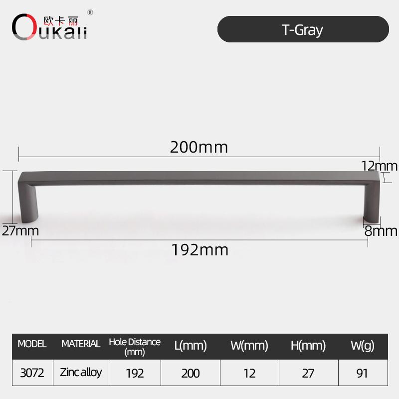 Oukali Modern Fashion Furniture Cabinet Handle Wardrobe Kitchen Matt Black Zinc Alloy Drawer 320mm Handles