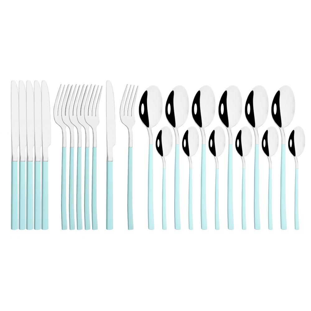 Gold Dinnerware Set Luxury Cutlery Stailess Steel Set 24Pcs Tableware Knives Forks Dining Dinner Set Western Food Restaurant