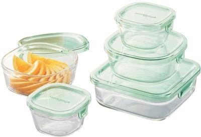 Iwaki Heat Resistant Glass Storage Container Green Set of 5 Pack Microwave & PSC-PRN-5G