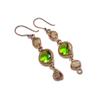 Pendientes de Peridoto Joyería de Piedras Preciosas, Pendientes Electroformados de Cobre, Joyería Hecha a Mano Pendientes de Piedra de Nacimiento, Regalo Para Él