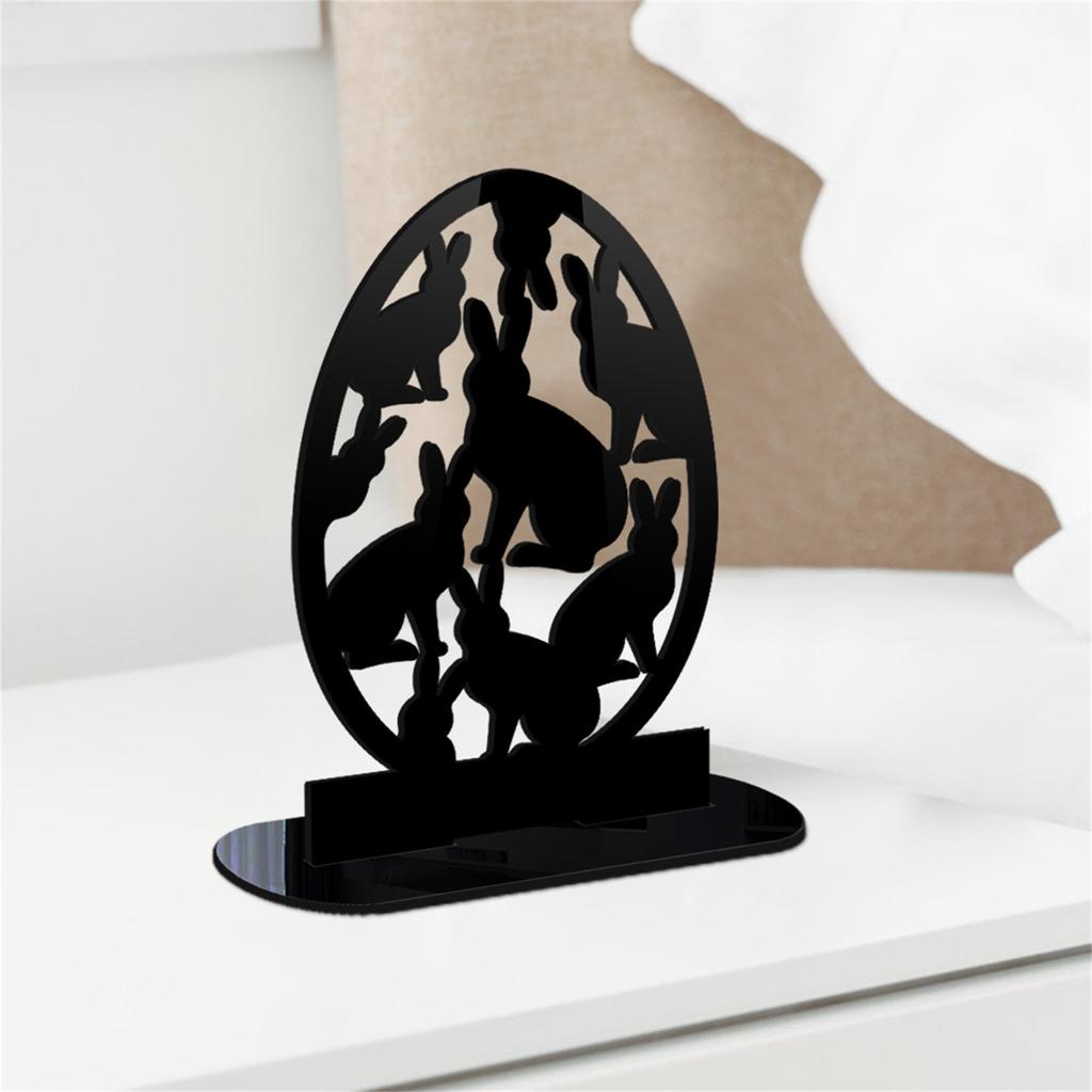 Easter Bunny Decorations Spring Home Decor Hollow Out Acrylic Standing Rabbit Egg Figurine Statue Ornaments Party Gifts