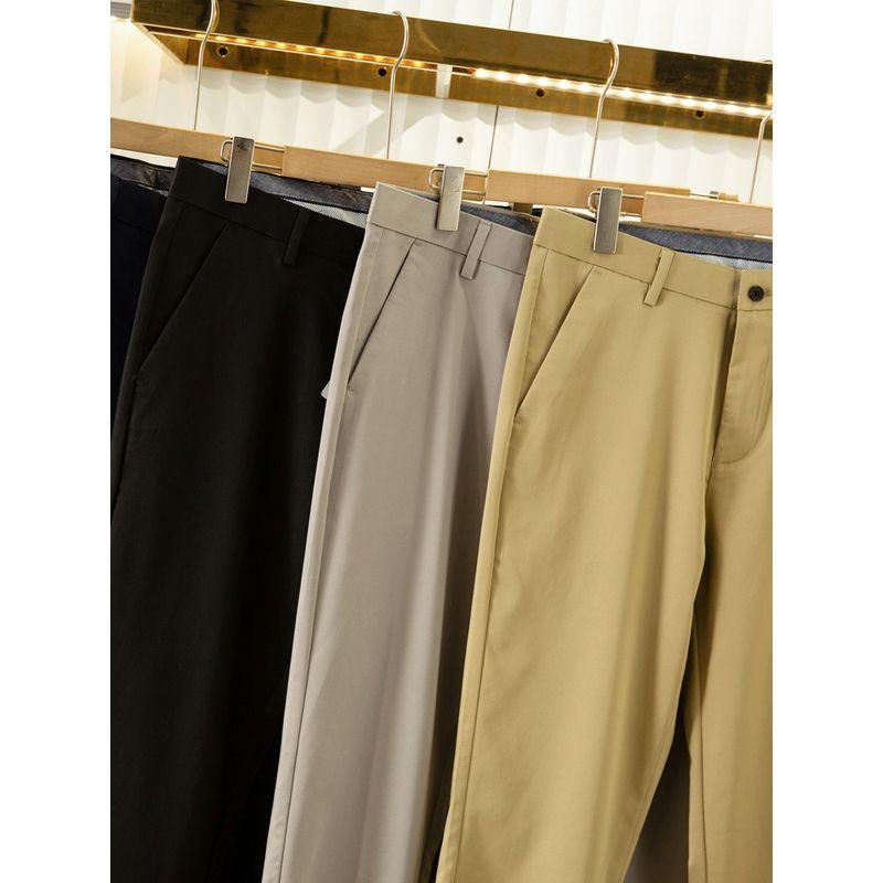Odm Company Product Antibacterial Skin-Friendly Stretchy Tencel Cotton Men's Spring and Summer Business Commuting Straight-Leg Casual Pants Trousers