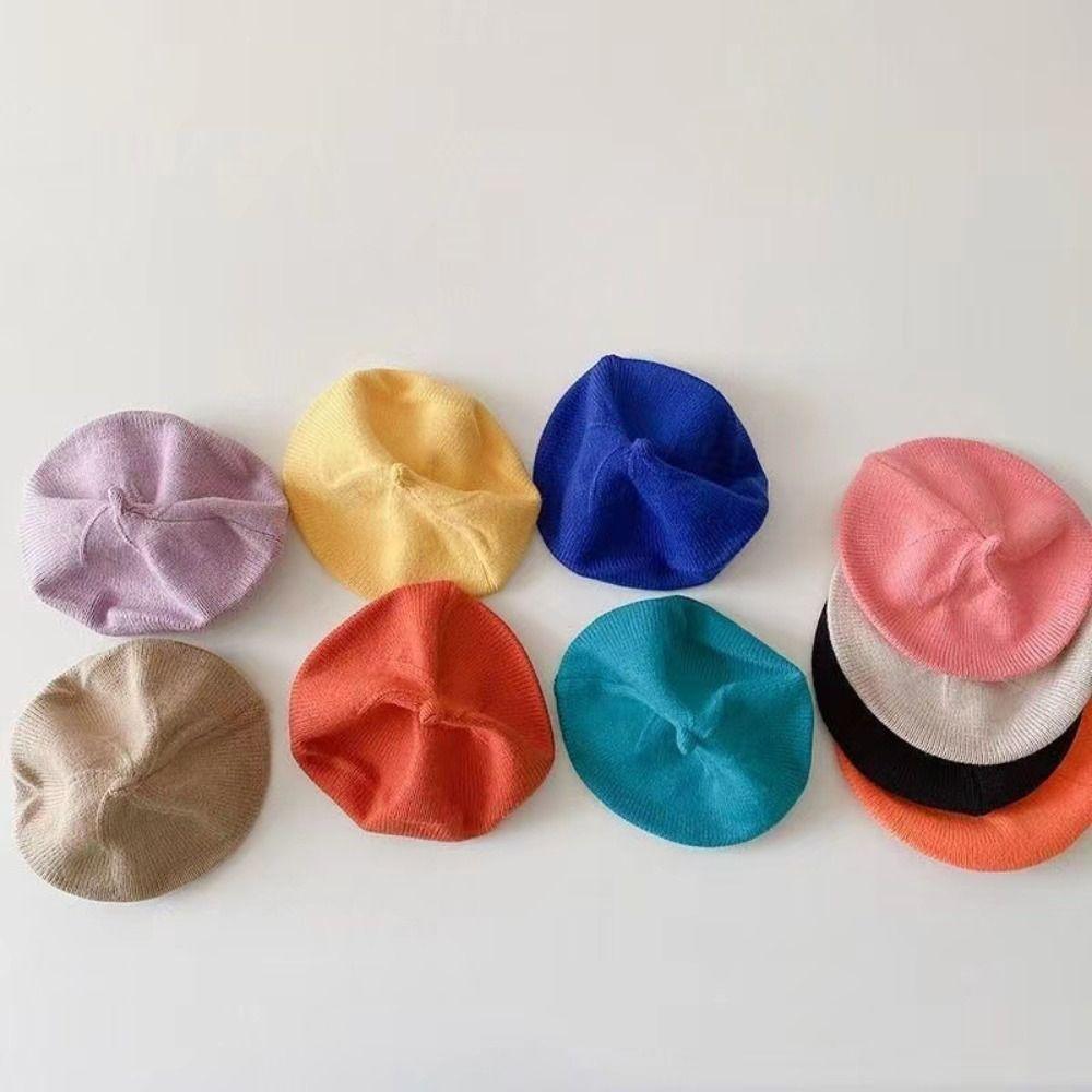 Round Kids Berets Solid Color Princess Cap Vintage Artist Painter Bonnet  Boys Girls