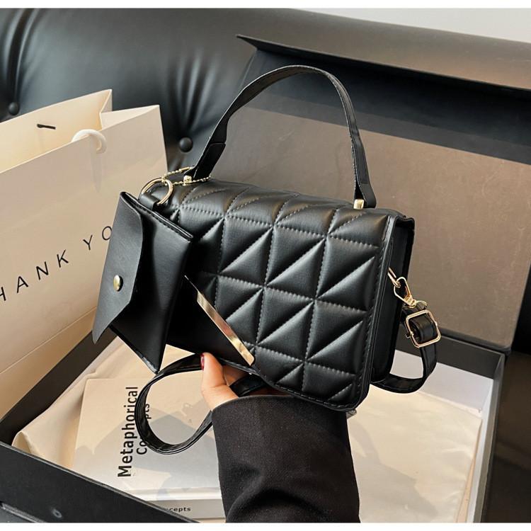 

Korean Style Minimalist Commuter Solid Color Casual Rhombic Bag Set Fashion Bag Crossbody Single Shoulder Handbag чёрный