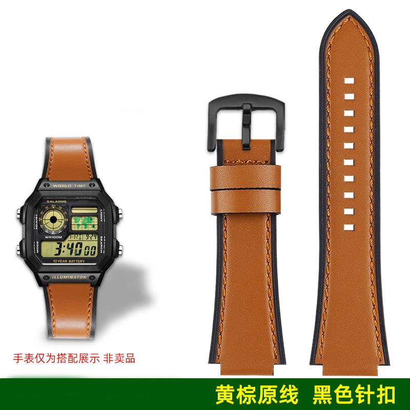 AE1200 A158 Retro Genuine Leather Strap For Casio DW-H5600 A168 AE1300 Vintage Watch Band Men Convex mouth cowhide Bracelet 18MM