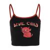 FASHION Women Sleeveless Camisole Cartoon Letter Demon Print Summer Short Elastic Soft Vest
