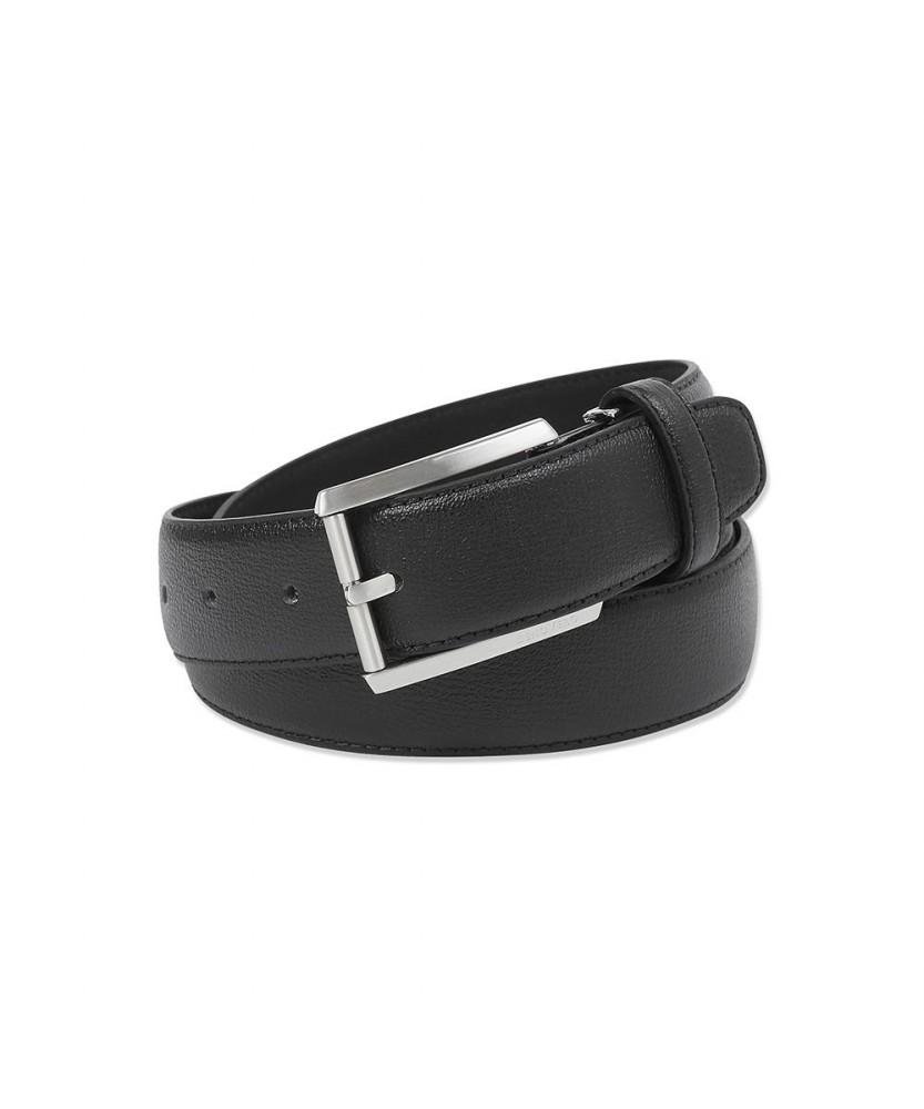 Benobelo Derby Embossed Cowhide Rhodium Satin Long Tab Belt Black_Bmg1Acb1291K1