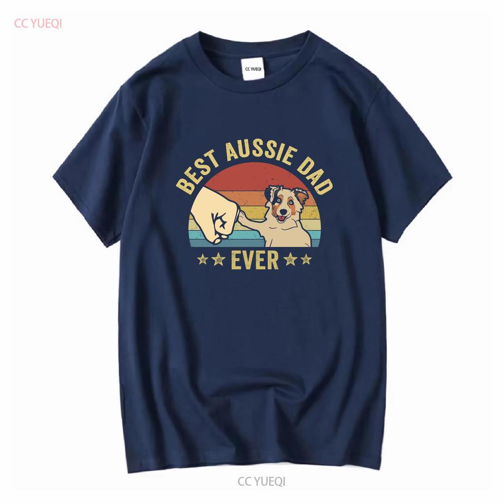 Vatertag Australian Shepherd Papa T-Shirt Bester Aussie Überhaupt Herren s für Ihn Lang- oder Kurzarm Vintage Gewaschen Weich Freizeit