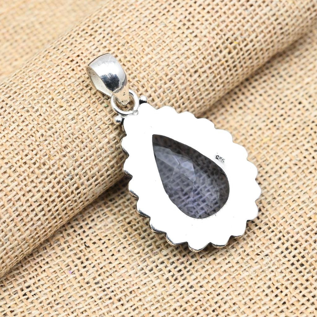 Wunderschöner Iolith Edelstein Handgefertigter 925 Sterling Silber Schmuck Anhänger für Sie