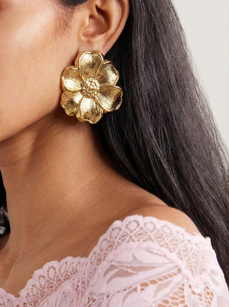 European & American Stainless Steel Flower Stud Earrings - Simple, Irregular Design