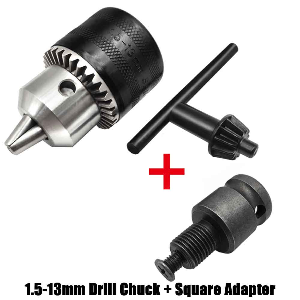 1.5-13mm Drill Chuck,1/2-20UNF Mount Impact Driver Bits Chuck Conversion Hex Shank/SDS-Plus Socket Square Adapter with Chuck Key