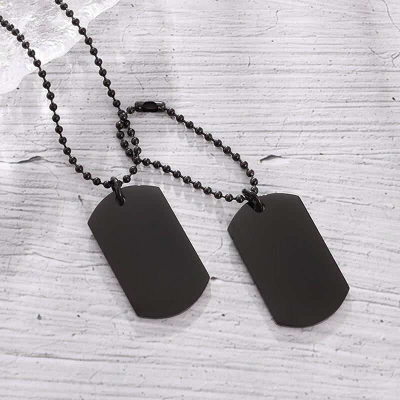 Collana da Uomo con Doppia Medaglietta Rettangolare in Acciaio Inossidabile, Ciondolo Medaglietta Militare in Acciaio Titanio, Gioielli Militari da Uomo