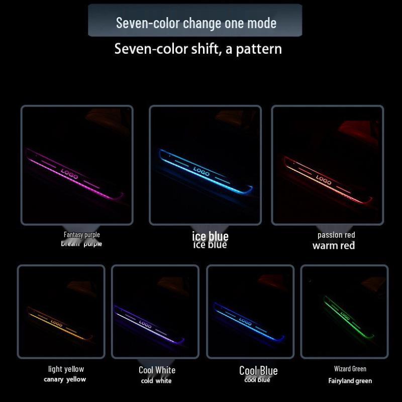 

Illuminated Car Welcome Pedal: No-Wire LED Door Sill with Flowing Breathing Interior Lights Rear Doors 2pcs