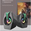 Black Mini USB Powered Wired 2.0 Gaming Music Speaker for Desktop Laptop PC RGB Color Lighting Computer Speaker