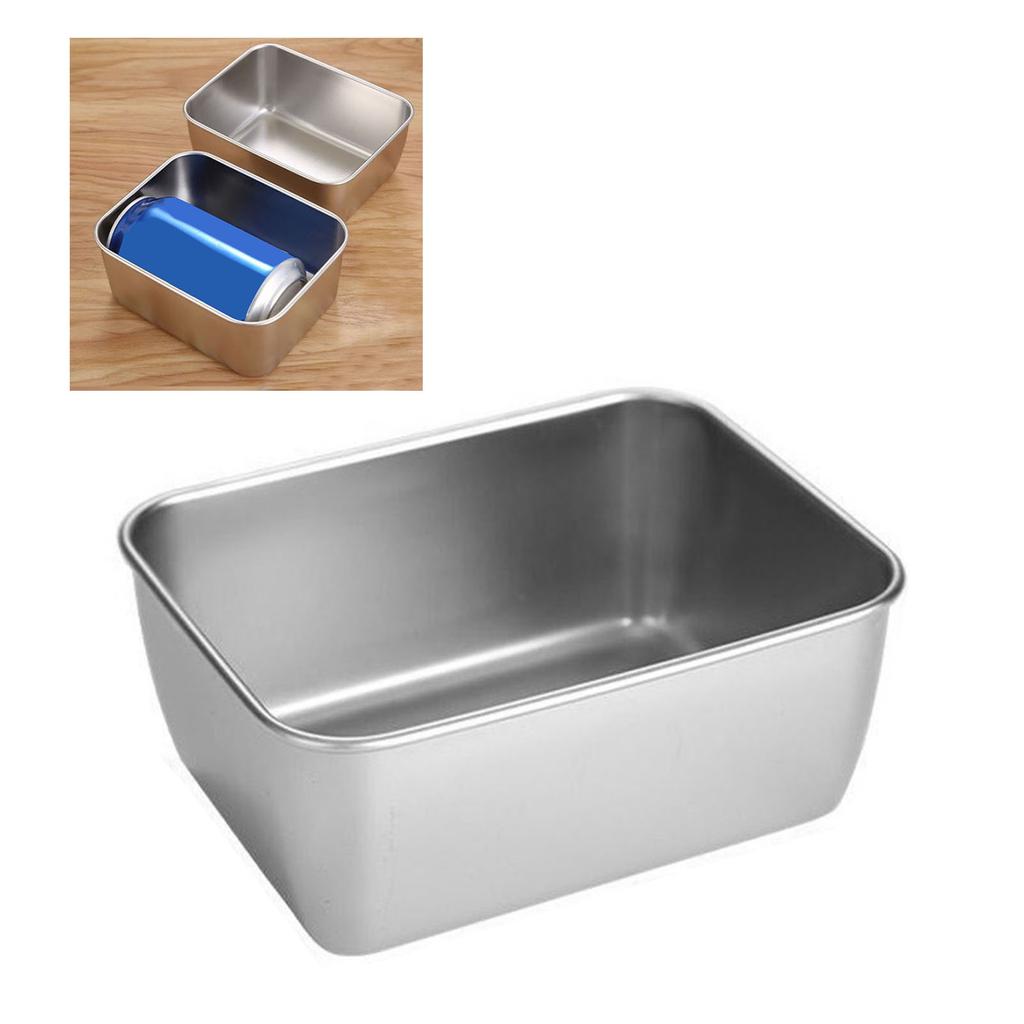 Stainless Steel Storage Box Rectangular Food Storage Containers with Cover for Home Restaurants