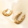 New Irregular Twist Snake Chain Double Layer 14K Gold Fashion Stainless Steel Earrings