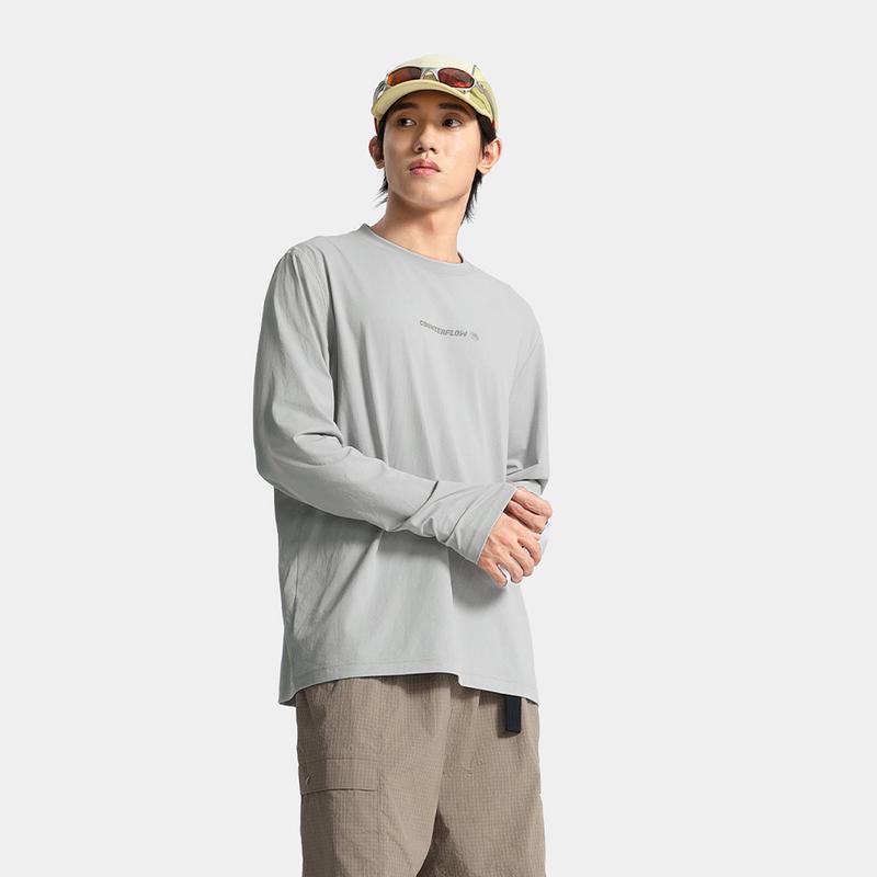 Li Ning CF Comfort Quick-Dry Skin-Friendly Cool Loose Round Neck Pullover Long Sleeve T-Shirt Men Tops Brick-Gray ATLV089-1