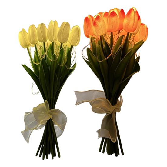 

10/15 шт. Ночник-тюльпан с гибкими стеблями, светодиодный букет для домашнего декора, теплый свет, прикроватная лампа для спальни, свадьбы, романтический подарок для B